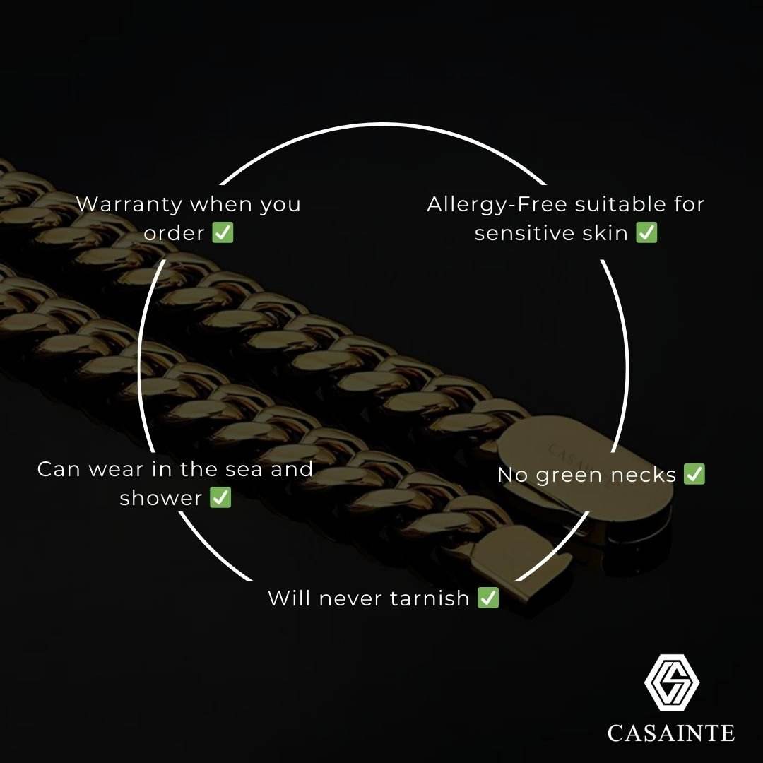 10mm Cuban Chain Gold - Casainte