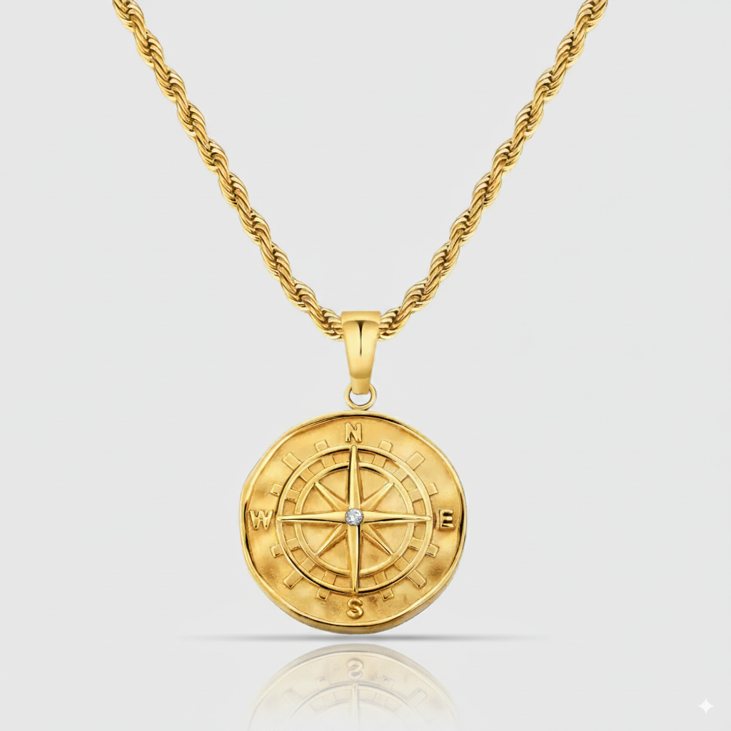 Compass Necklace Gold
