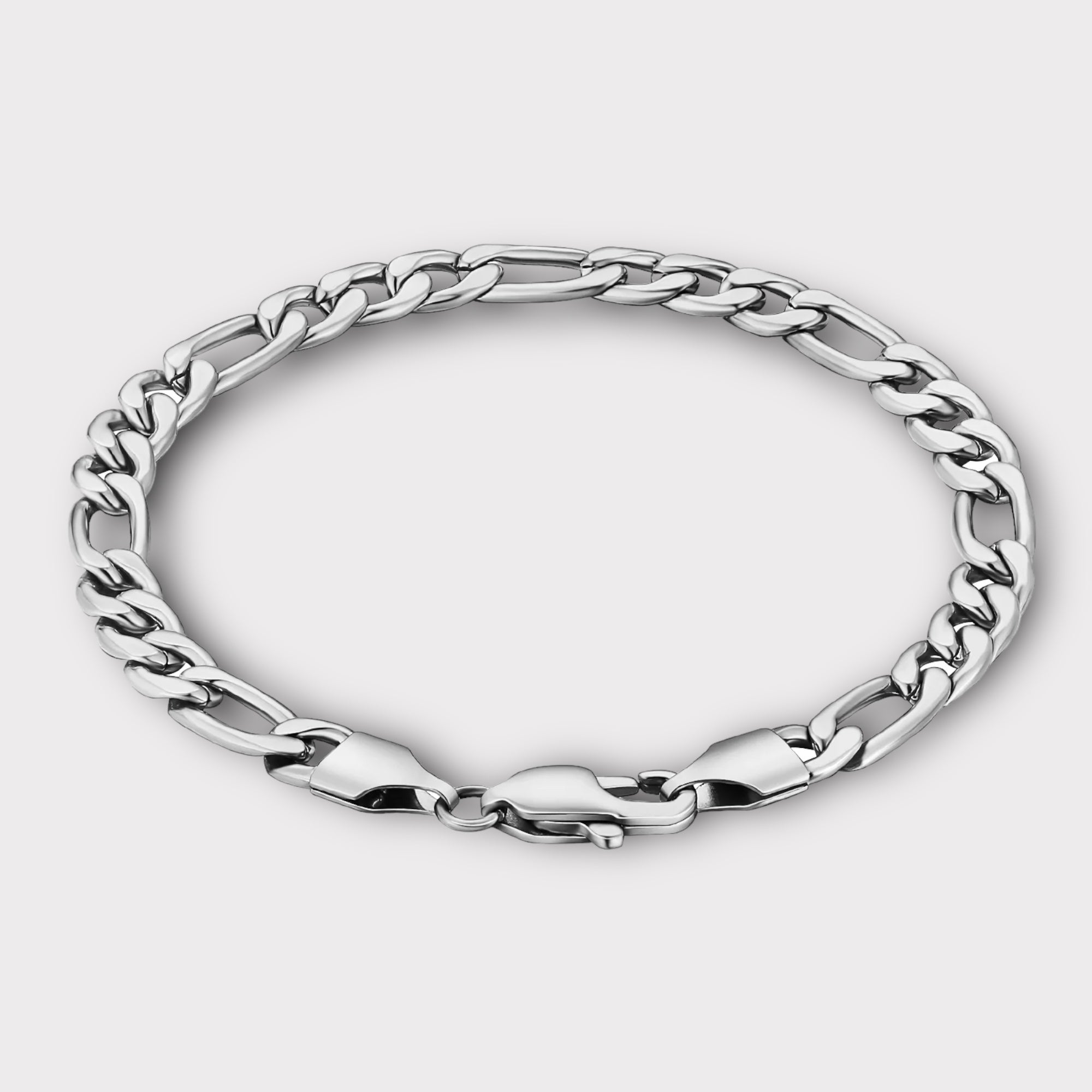 5mm Figaro Bracelet Silver