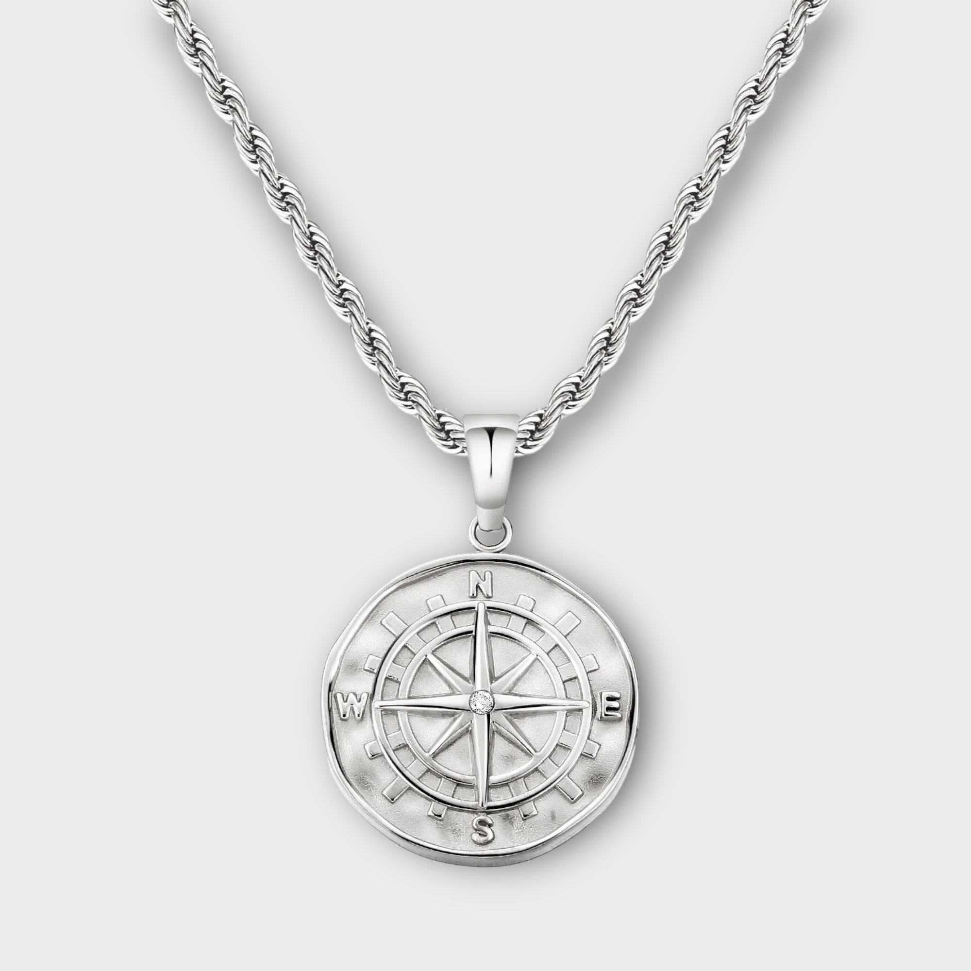 Compass Necklace Silver