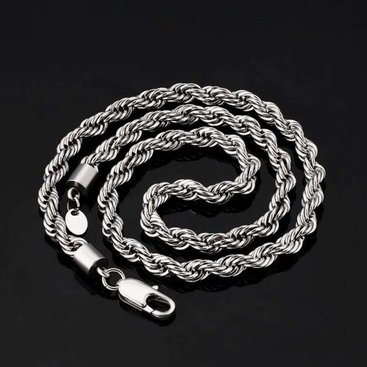 6mm Rope Necklace Set Silver